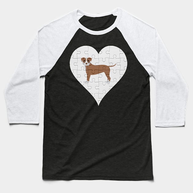 Staffordshire Bull Terrier Heart Jigsaw Pieces Design - Gift for Staffordshire Bull Terrier Lovers Baseball T-Shirt by HarrietsDogGifts